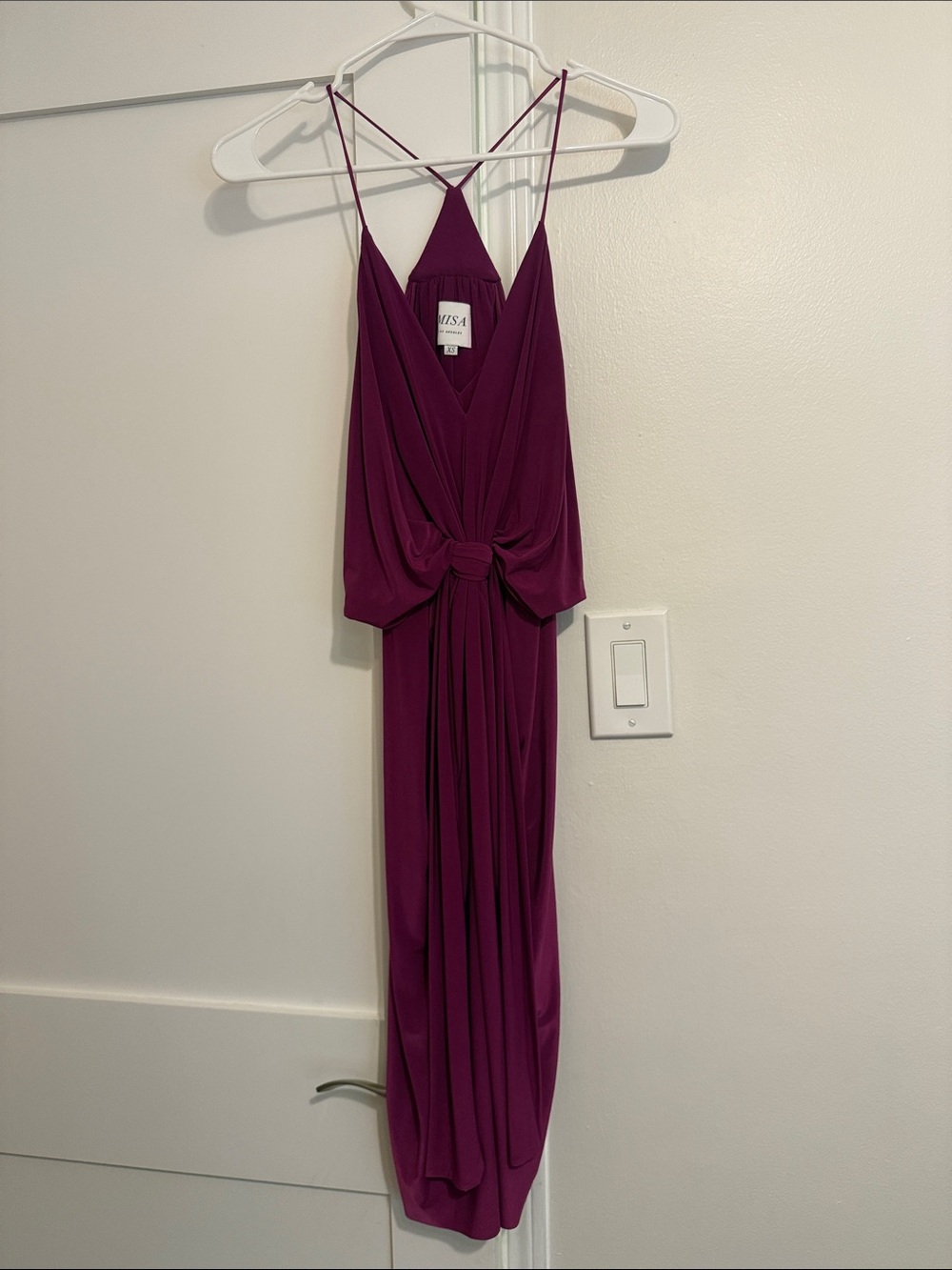 Misa Los Angeles Plum Midi Dress with Knot Front